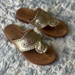 Jack Rogers Gold Leather Sandals